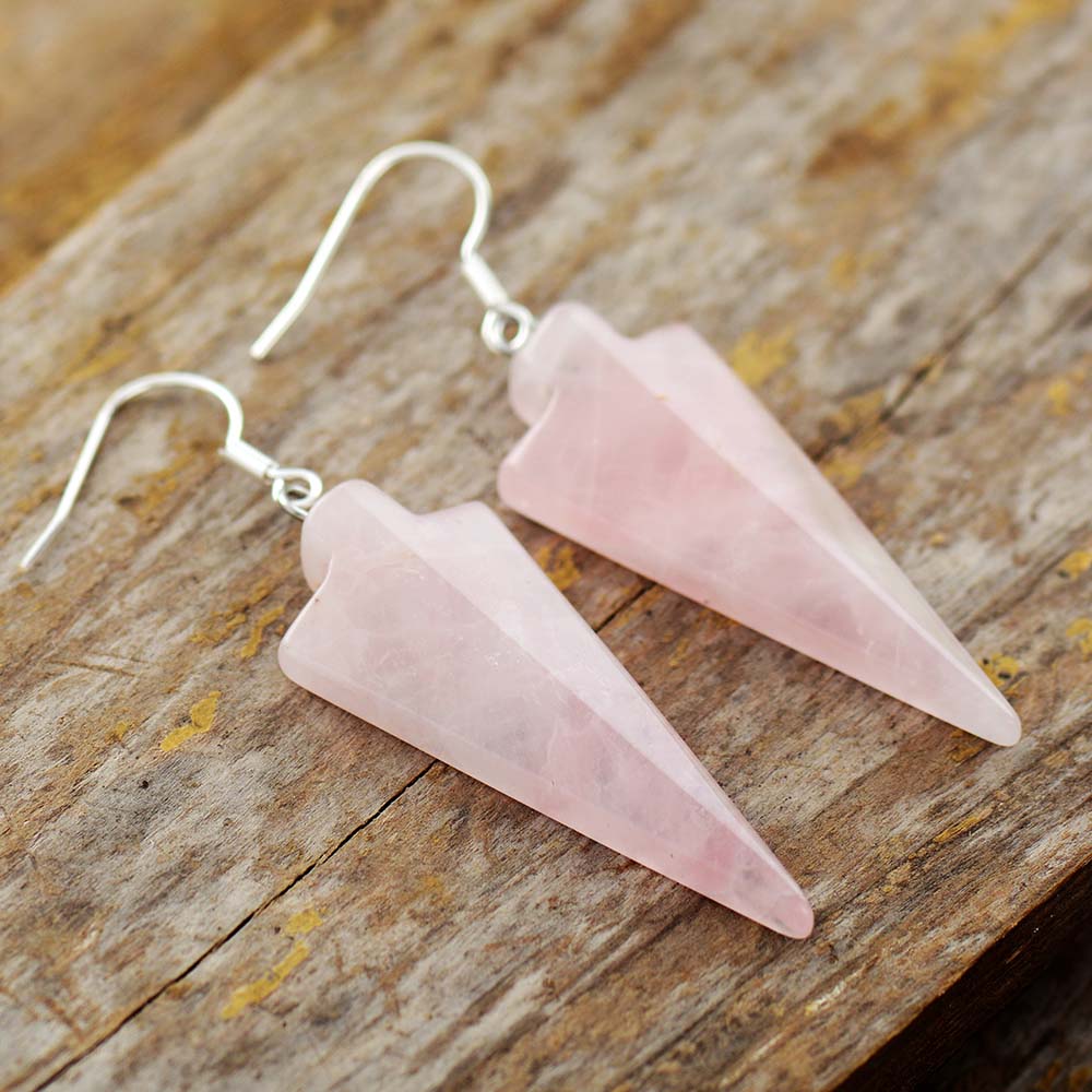 Boucles d'oreilles "Intransigeance" en Quartz rose