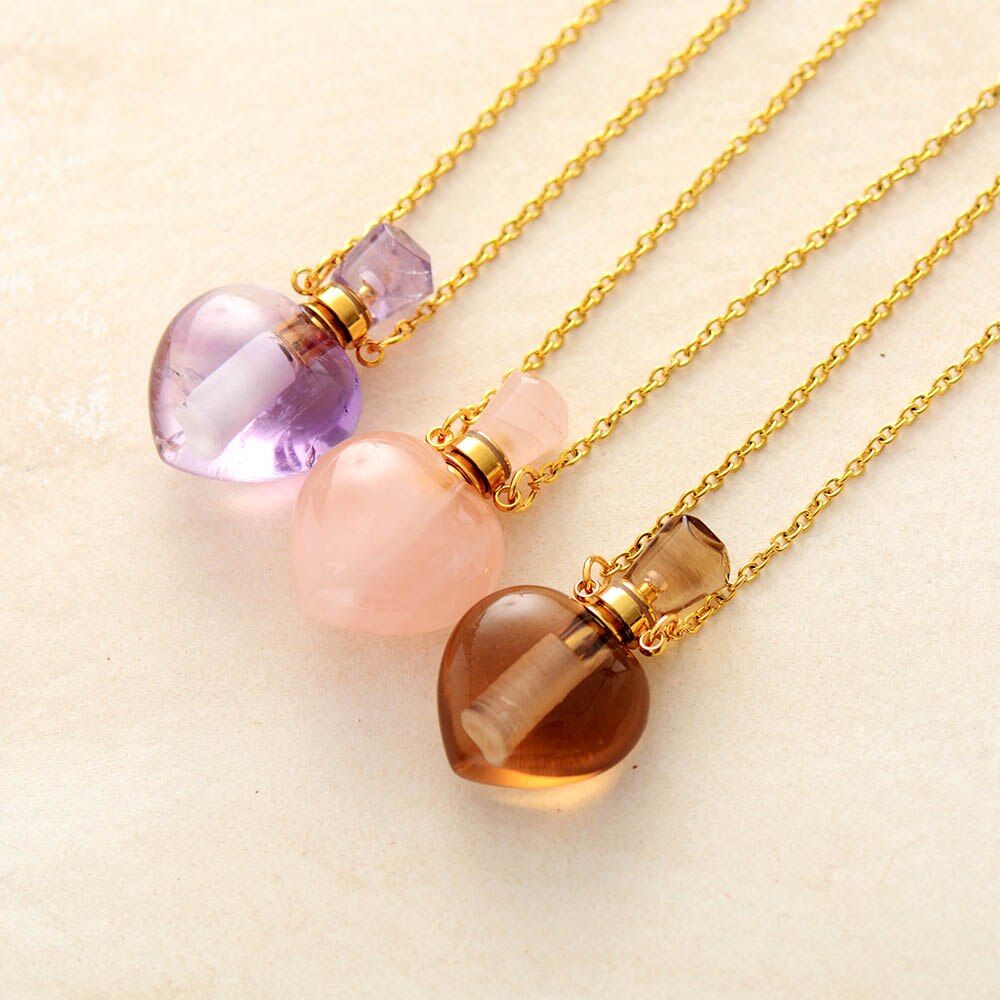 Collier diffuseur de parfum en Améthyste / Quartz rose / Quartz fumé