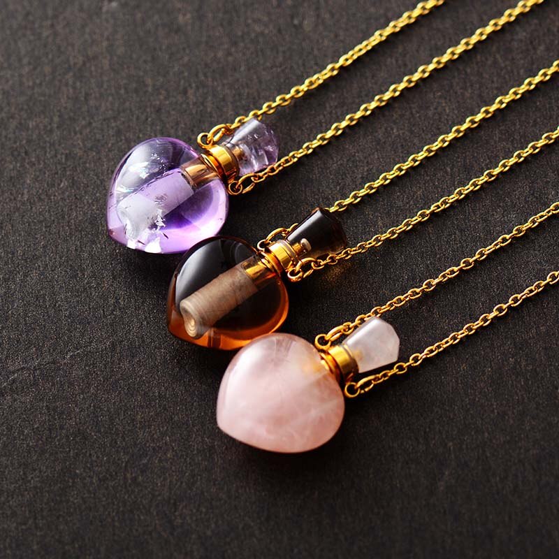 Collier diffuseur de parfum en Améthyste / Quartz rose / Quartz fumé