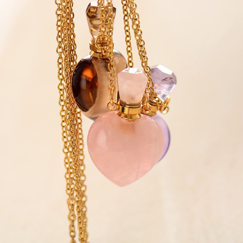 Collier diffuseur de parfum en Améthyste / Quartz rose / Quartz fumé