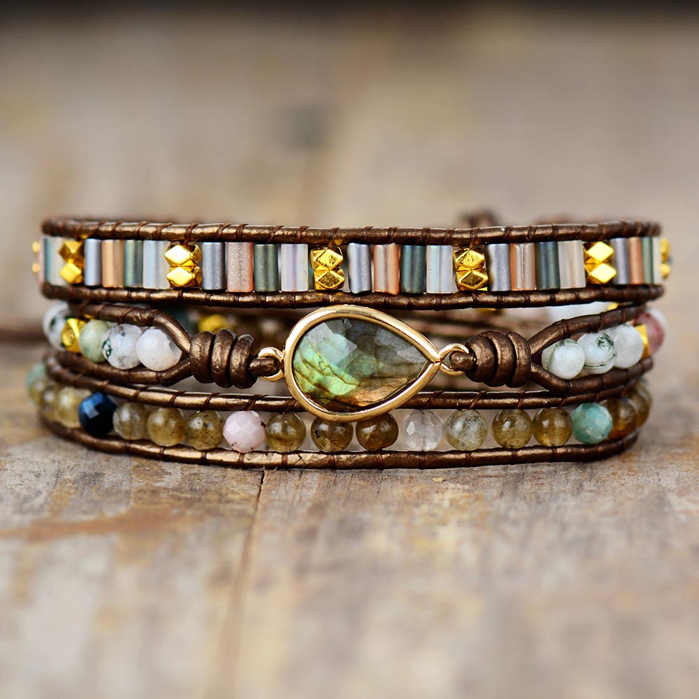 Bracelet wrap en Labradorite