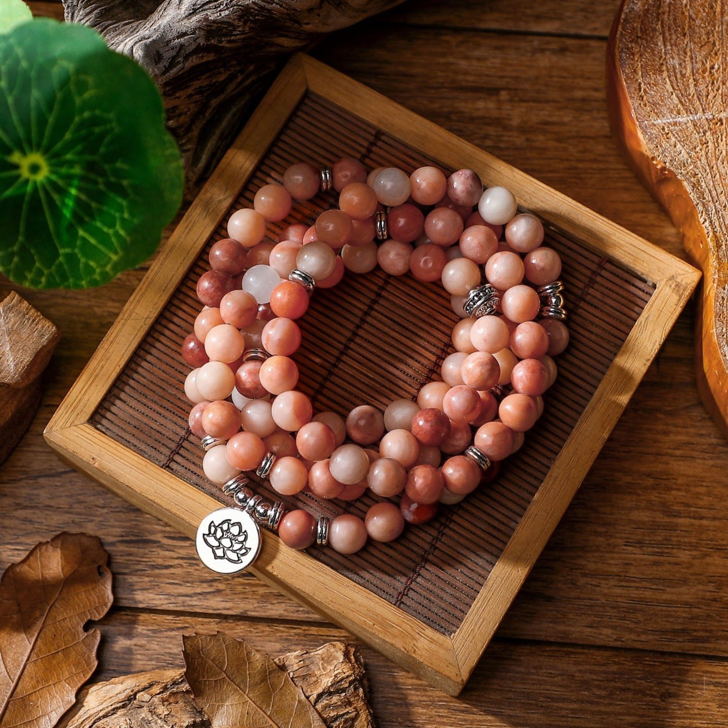 Bracelet mala en Aventurine rose