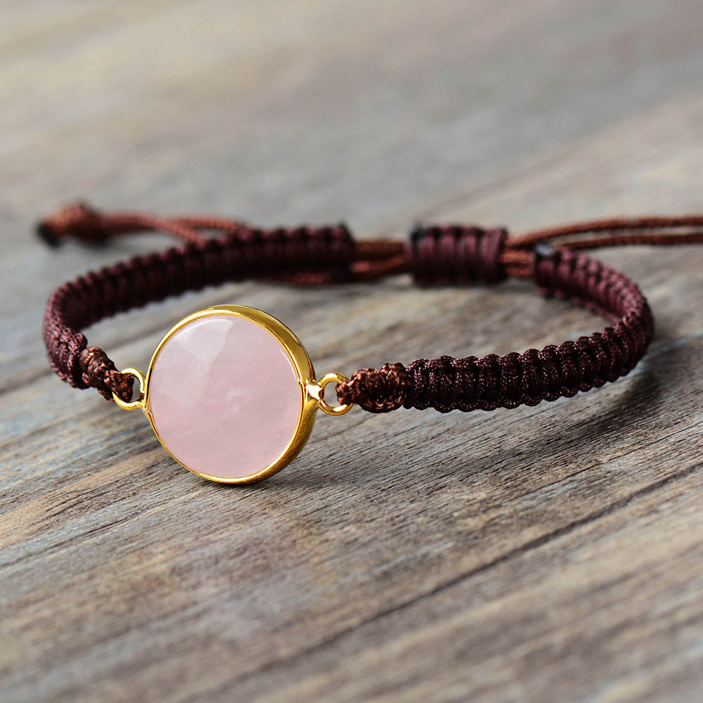 Bracelet "Paix" en Quartz rose