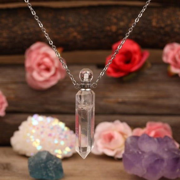 Collier diffuseur de parfum en Cristal de roche