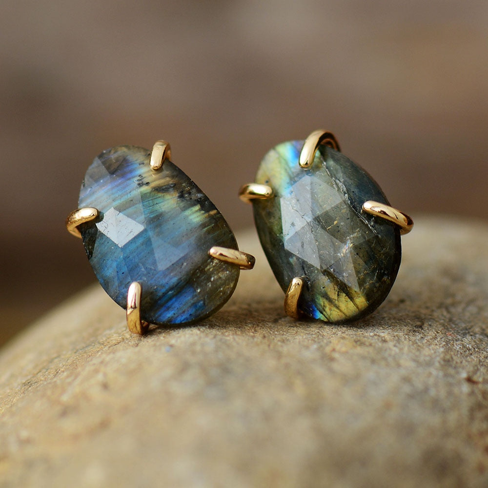 Boucles d'oreilles "Céleste" en Labradorite