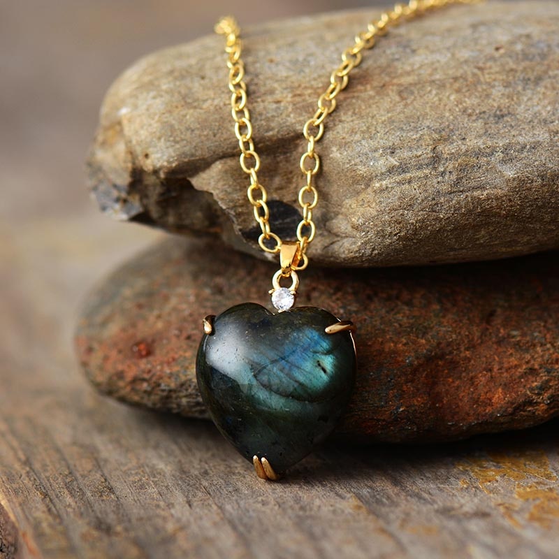 Collier "Cœur" en Labradorite