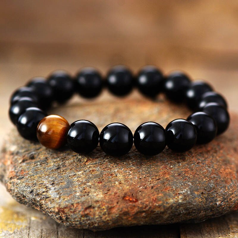 Bracelet en Œil de tigre et Onyx