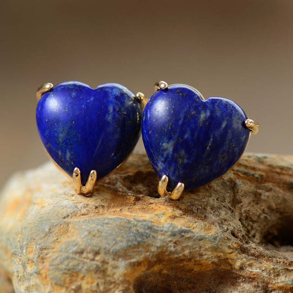 Boucles d'oreilles "Cœur" en Lapis-lazuli