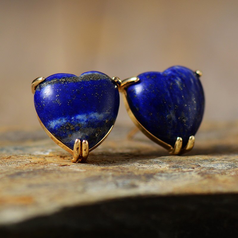 Boucles d'oreilles "Cœur" en Lapis-lazuli