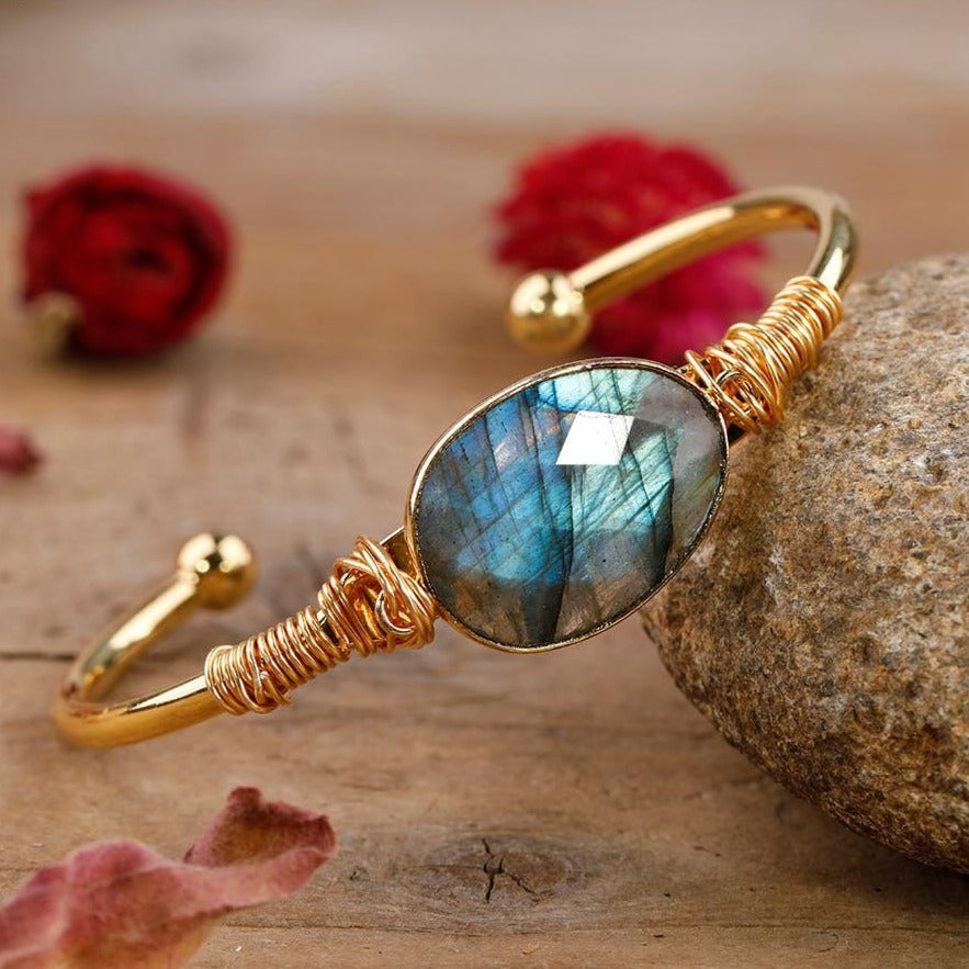 Bracelet cuivre "Vibration" en Labradorite