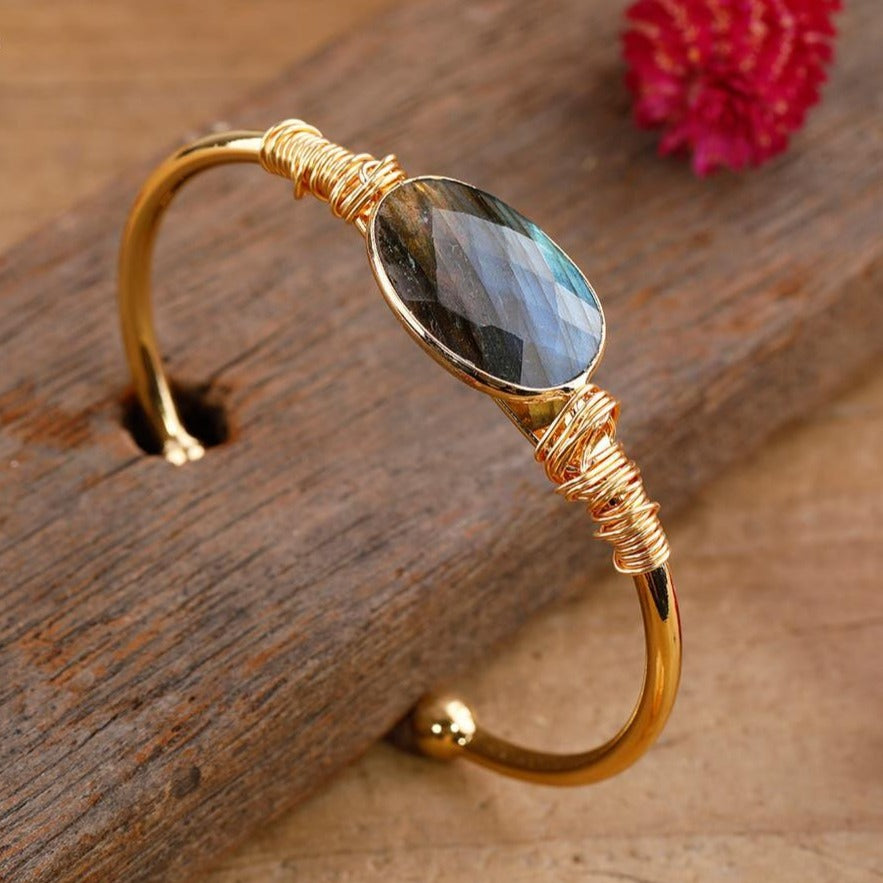 Bracelet cuivre "Vibration" en Labradorite