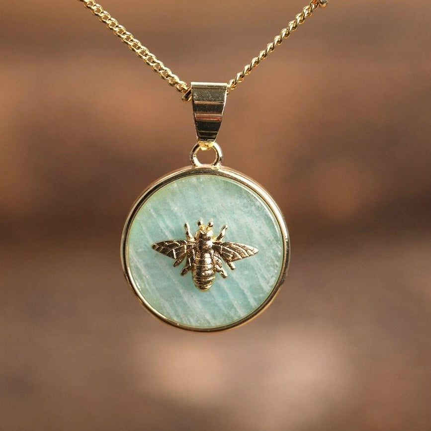 Collier "Abeille" en amazonite