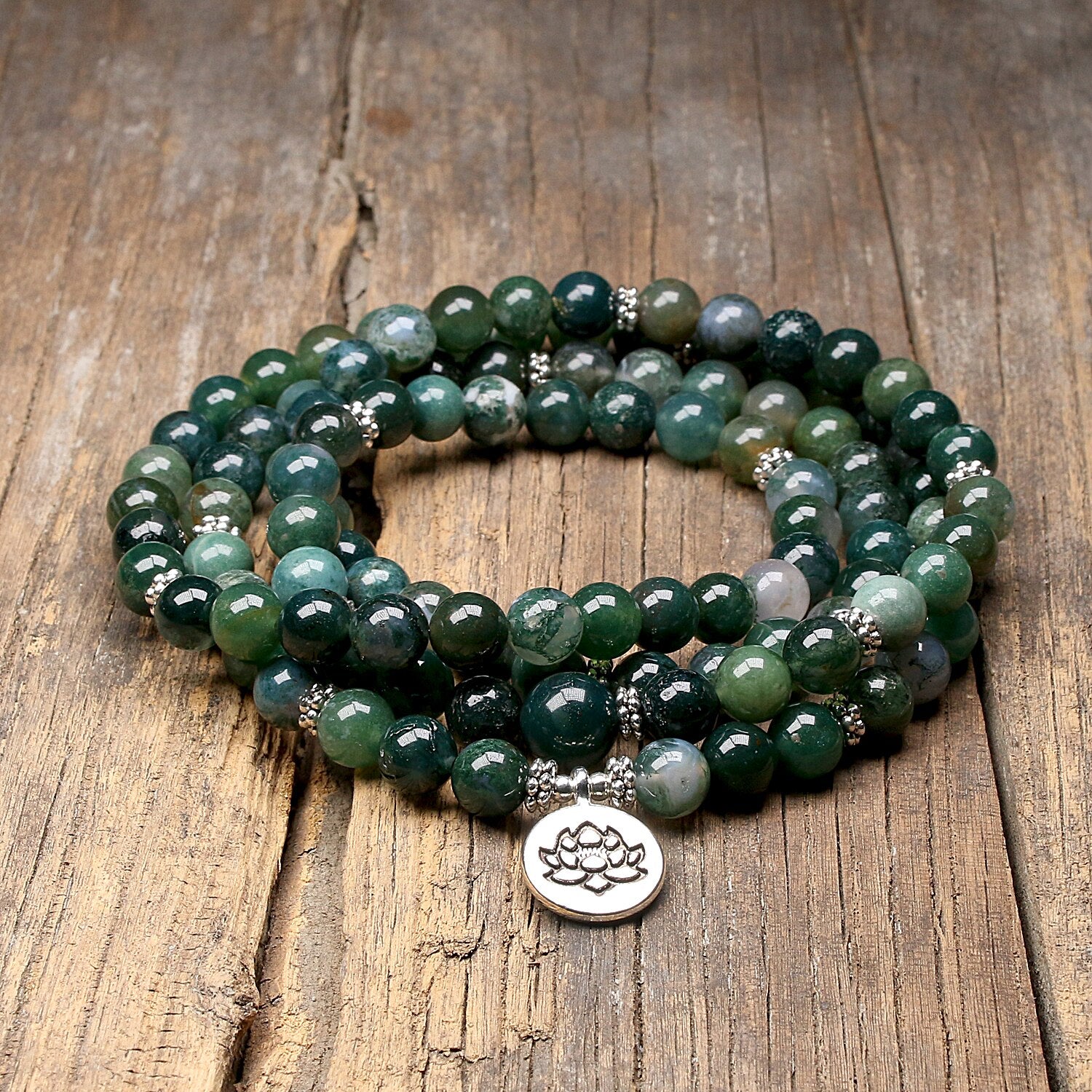 Bracelet mala en Agate mousse