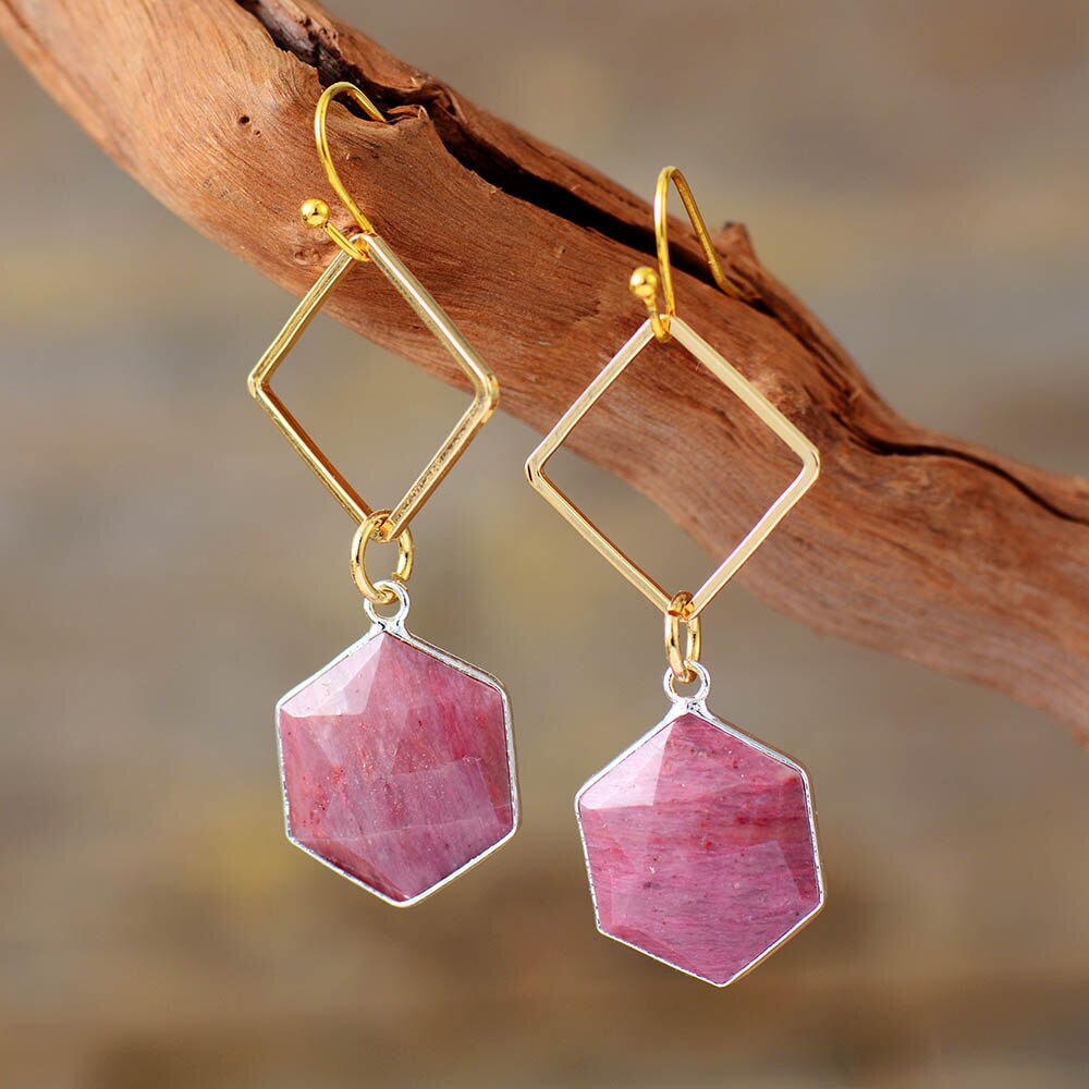 Boucles d'oreilles en Rhodonite