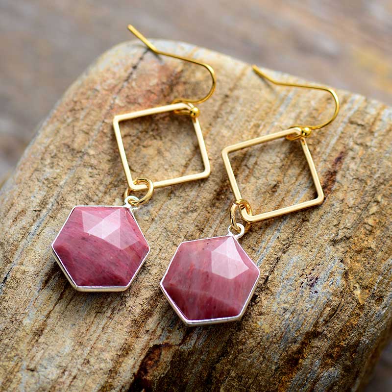 Boucles d'oreilles en Rhodonite