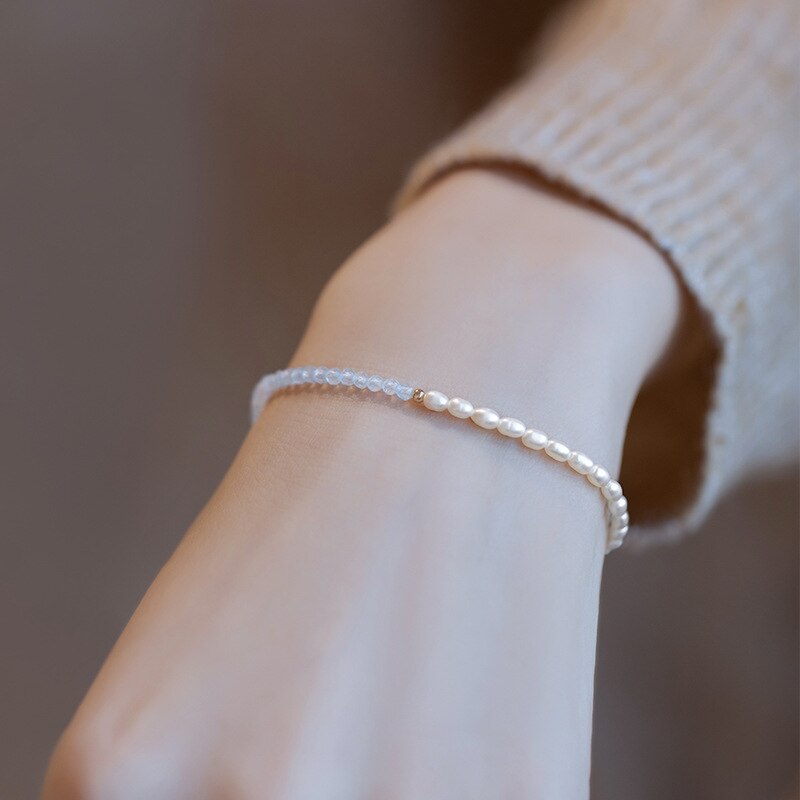 Bracelet en Aigue-Marine et perle d'eau douce