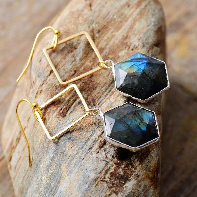 Boucles d'oreilles "Symbiose" en Labradorite