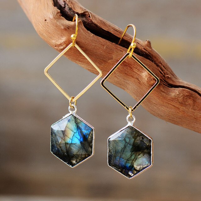 Boucles d'oreilles "Symbiose" en Labradorite