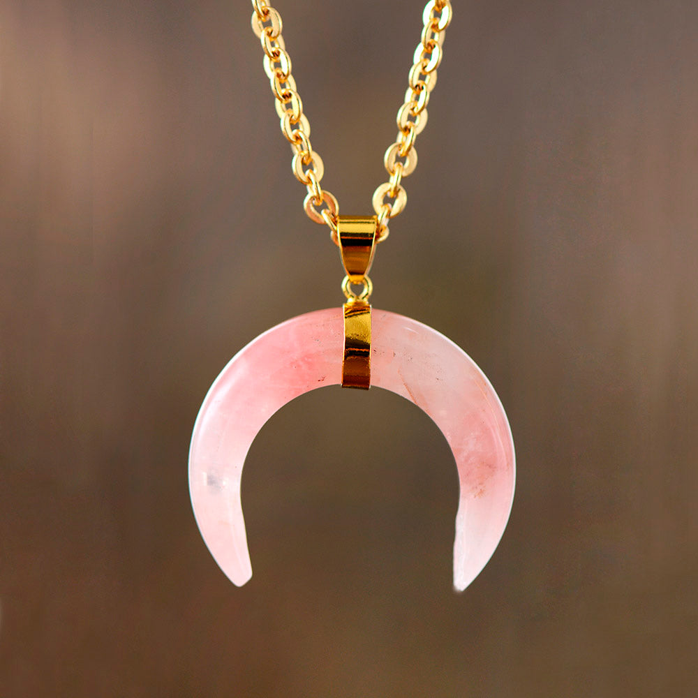 Collier "Lune" en Quartz rose