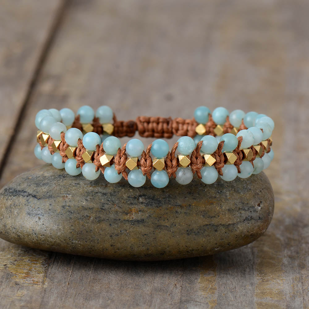 Bracelet wrap "Existence" en Amazonite